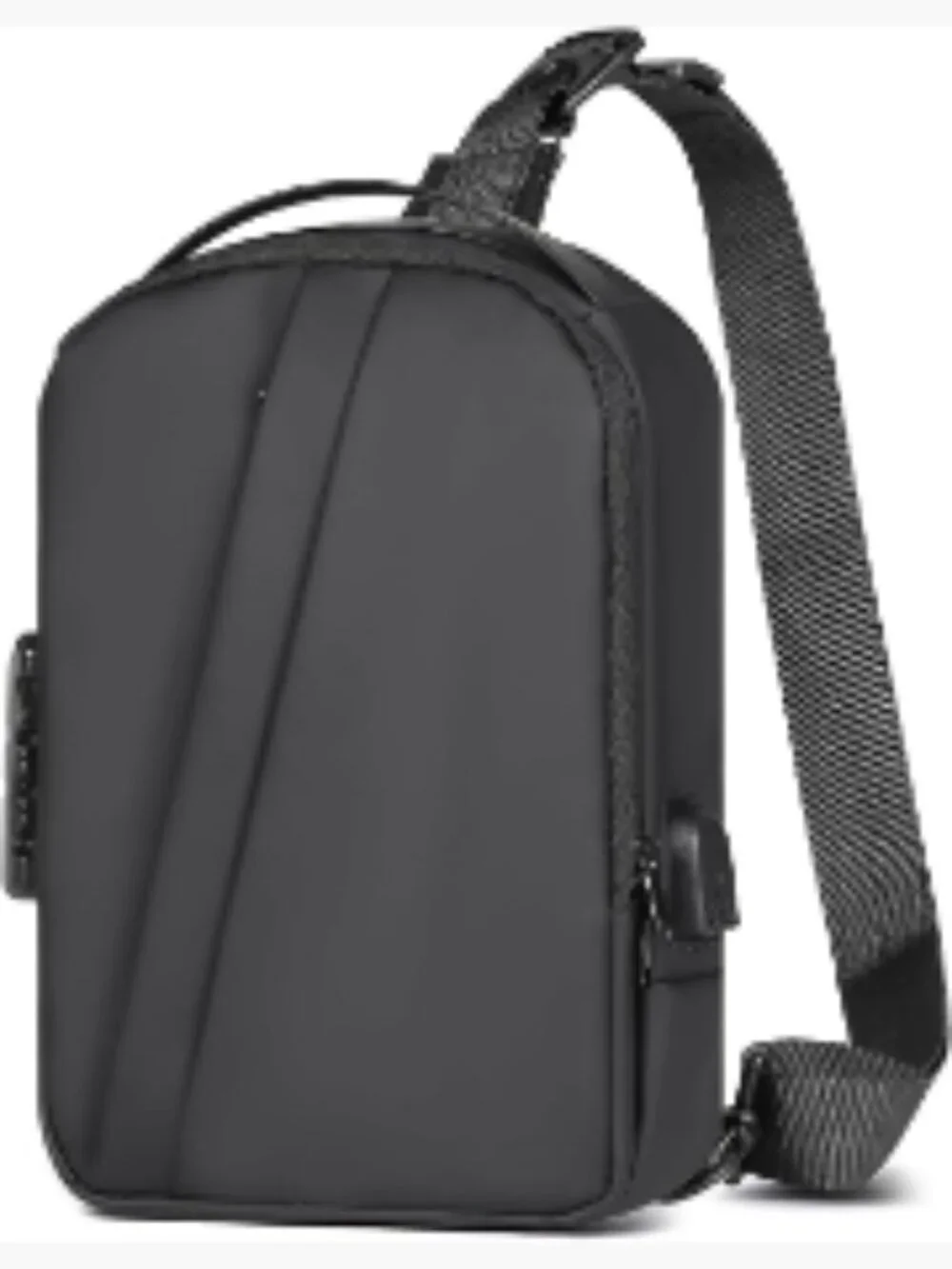 Men's Anti-Theft Crossbody Sling Bag with USB Port PU Leather Shoulder Pack